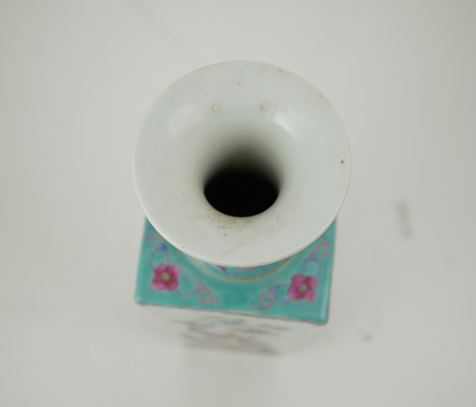 A Chinese famille rose square section vase, second half 19th century